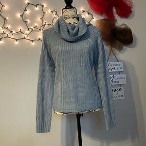 Blue/Grey cowl top Say What sweater
